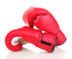 Wall Mural - Red boxing gloves isolated on white