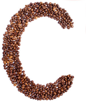 Alphabet from coffee beans.
