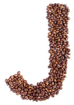 Alphabet from coffee beans.