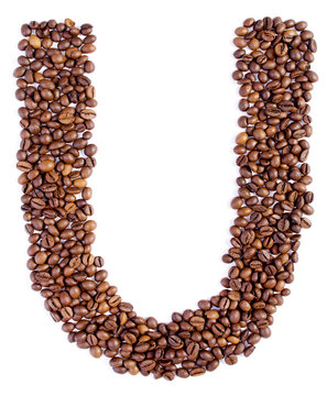 Alphabet from coffee beans.