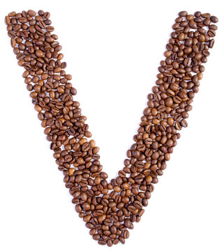 Alphabet from coffee beans.