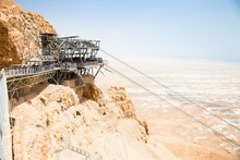 Aerial Tramway Or Cable Car At The Station On Masada