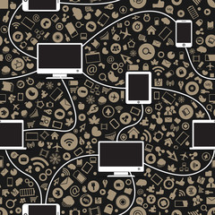 Aufkleber - Seamless background of modern gadgets and media icons