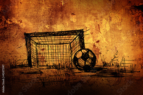 Obraz w ramie Sketch on a football