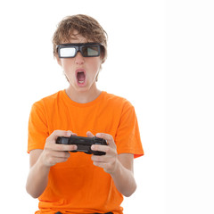 child playing 3d video game