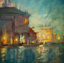 Night Landscape To Venice, Painting By Oil On A Canvas