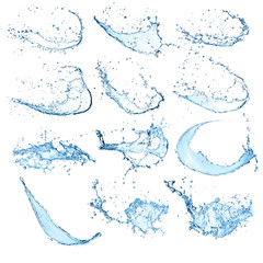 Wall Mural - High resolution water splashes collection on white background