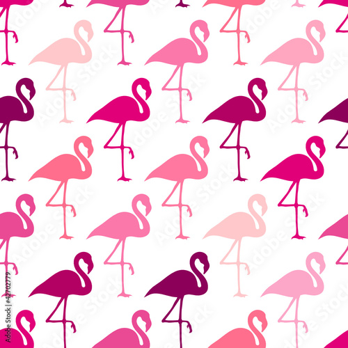 Naklejka ścienna Seamless Pattern Pink Flamingos