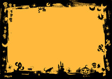 Black Border In Yellow Background For Halloween