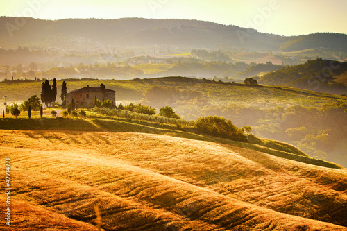 Naklejka - mata magnetyczna na lodówkę View of typical Tuscany landscape