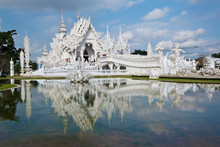 White Church In Wat Rong Khun Reflection, Thailand