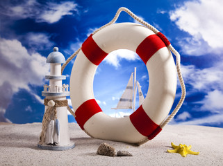 Life buoy on the beach