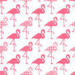 Seamless Pattern Rose Flamingos Pattern