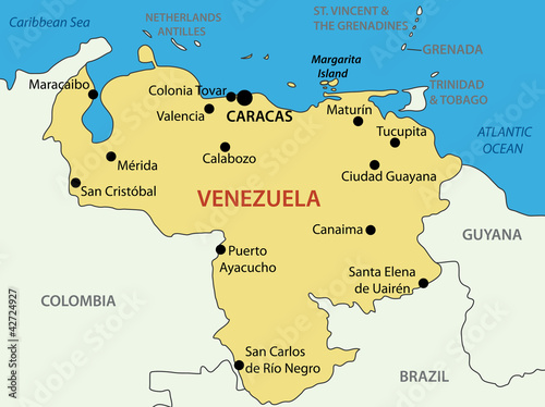 Fotomural Bolivarian Republic of Venezuela - vector map