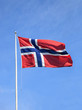 National Norwegian flag and a blue sky.