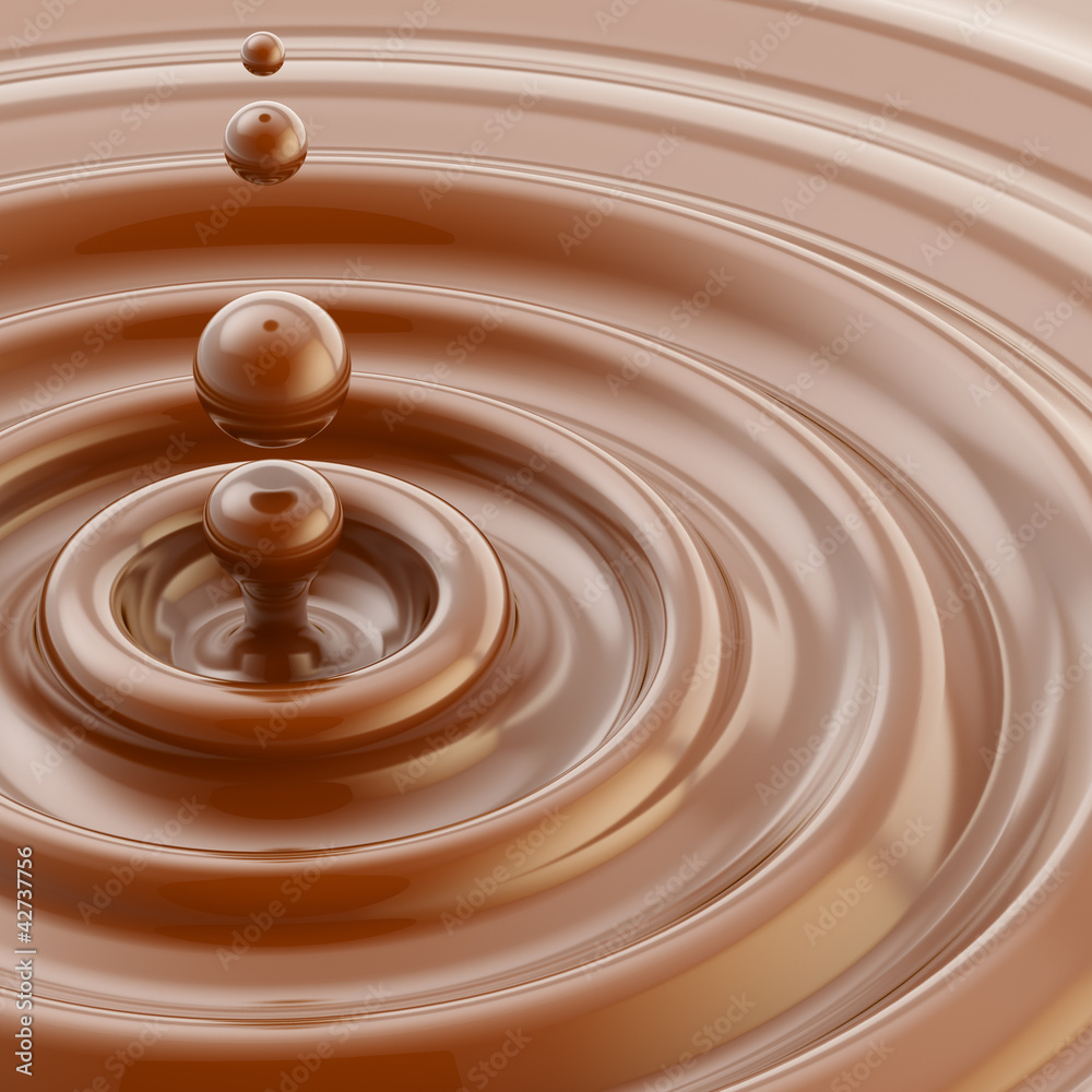 Brown liquid chocolate drop background - obrazy, fototapety, plakaty 