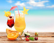 Fruit cocktails on the beach