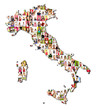 © Doreen Salcher - map of italy with a lot of people portraits
