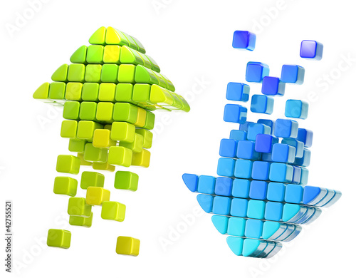 Arrow icons made of glossy cubes