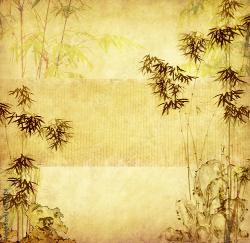 bambus-na-starym-grunge-papieru-tekstury-tle