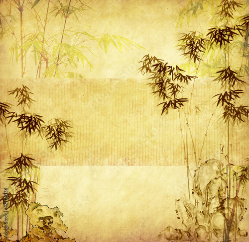 Naklejka dekoracyjna bamboo on old grunge paper texture background