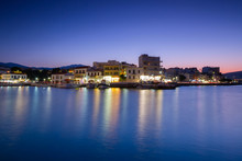 Agios Nikolaos City At Night On Crete, Greece