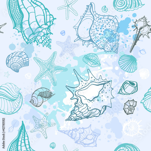 Naklejka na kafelki Sea background. Hand drawn vector illustration