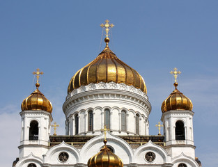 Golden domes of the orthodox temple