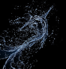 Wall Mural - Abstract water splash shape, isolated on black background