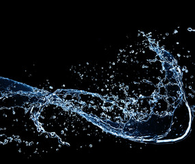 Wall Mural - Water splash, isolated on black background