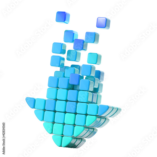 Arrow icon made of cubes isolated