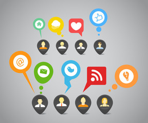 Poster - Social media network abstract speech bubbles