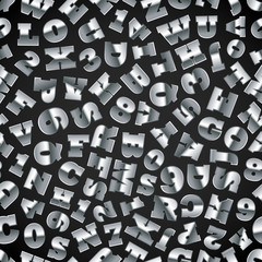 Poster - Seamless background of metal letters on black