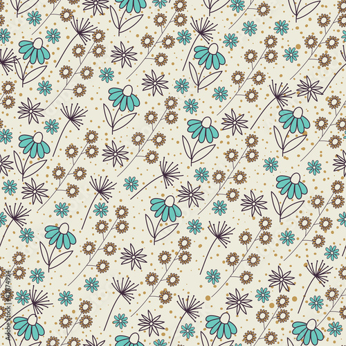 Naklejka dekoracyjna wild flowers seamless pattern