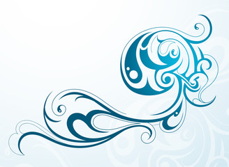 Wall Mural - Liquid water swirls on blue backdrop