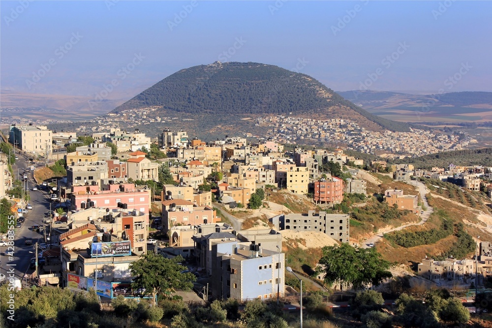 Mount Tabor and the Arab village - obrazy, fototapety, plakaty 