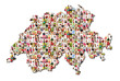 © Doreen Salcher - map of switzerland with a lot of people portraits