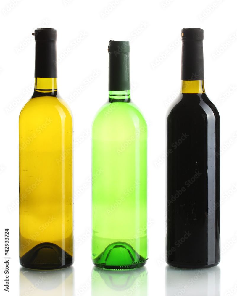 bottles of wine isolated on white