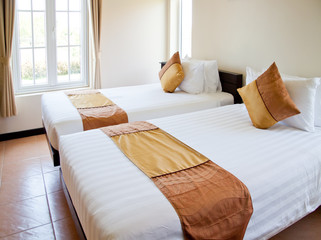 interior of hotel room - two bed room