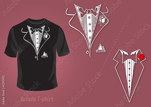 Valokuva  Tuxedo t-shirt vector design