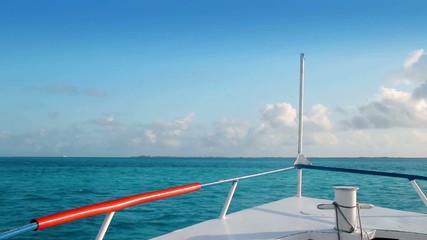 Canvas Print - boat bow blue Caribbean sea Cancun to Isla Mujeres Mexico