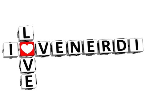 3D I Love Friday in Italian Language Crossword