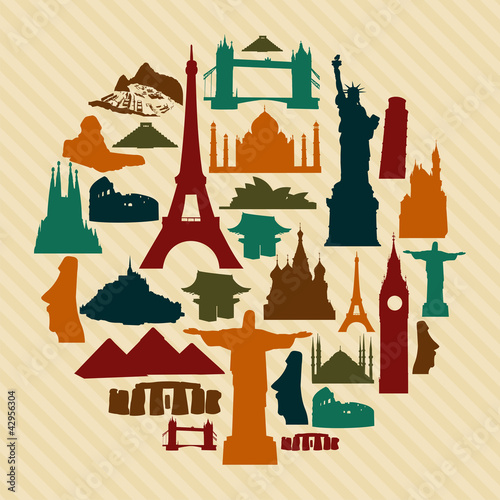 Naklejka na meble World landmark silhouettes set