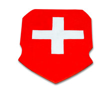 The Switzerland Flag On Wooden Isolated On White Background