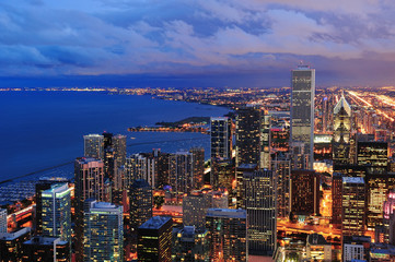 Fototapete - Chicago skyline panorama aerial view