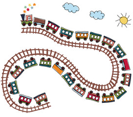Plakat wzór lokomotywa kwiat kreskówka dzieci