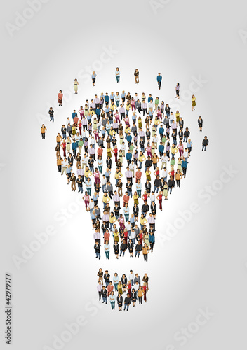 Fotografía Group of business people in shape of light bulb idea