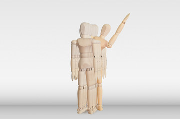 Wooden model in the crowd for human resource concept