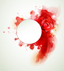 Fotomurales - Abstract background with rose and red elements