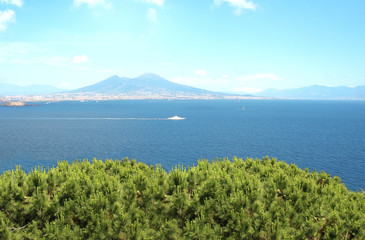 Poster - Volcano Mount Vesuvius and the Mediterranean Sea